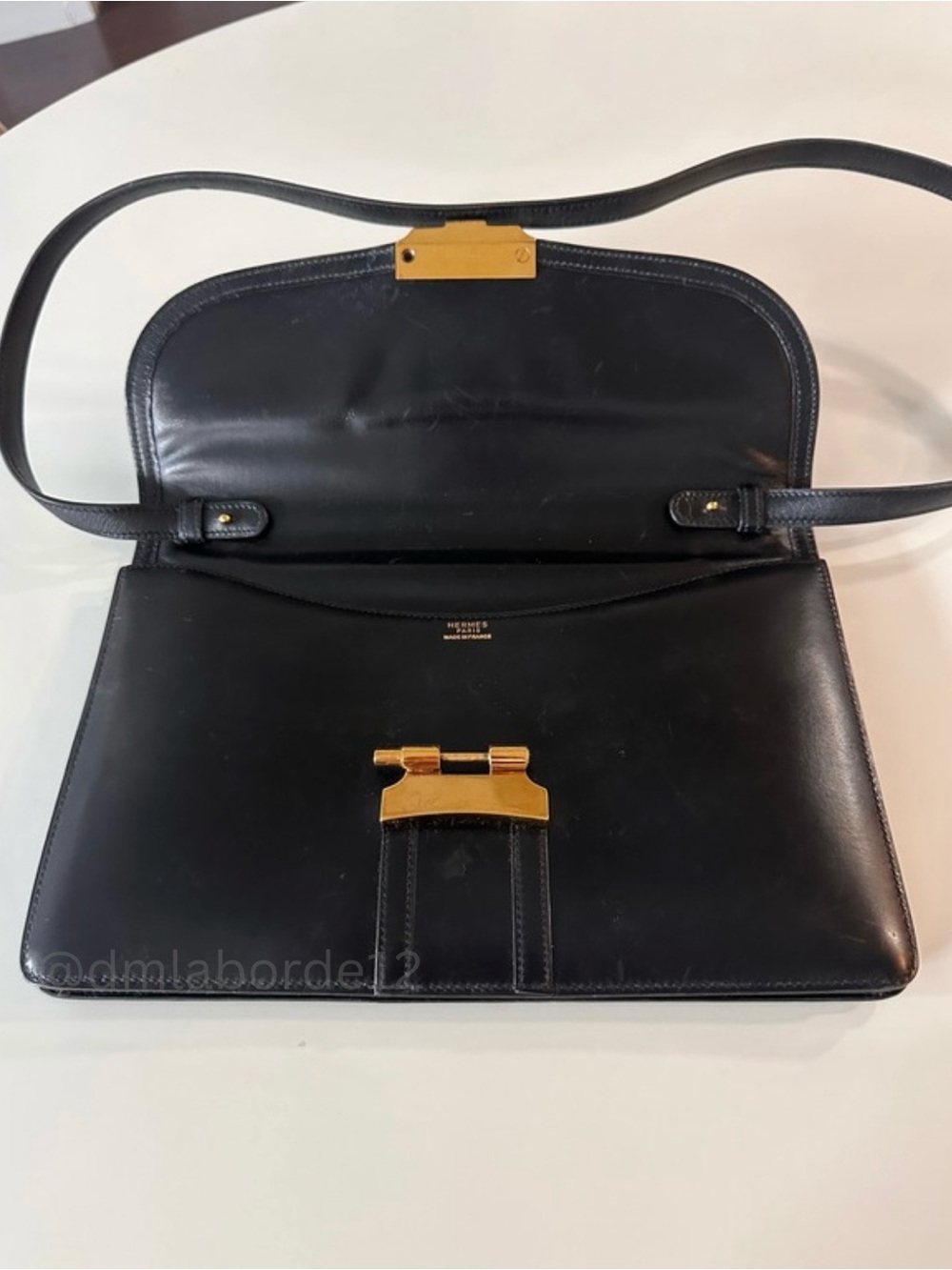 Vintage Hermès Cécile Box Calf Black Shoulder & Clutch Bag W/Box/Dustbag - Picture 4 of 16